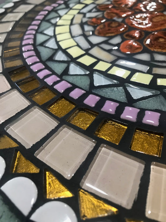 Mosaic art table top. Glass mosaic. Ceramic mosaic. Porcelain mosaic