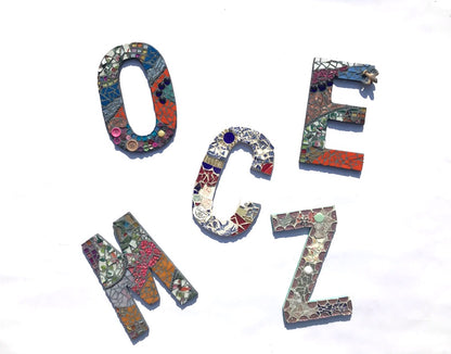 mosaic art letters. Mosaic letters M, Z, E. O, C