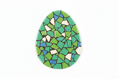 Green and Blue Mosaic Egg with Black Grout
